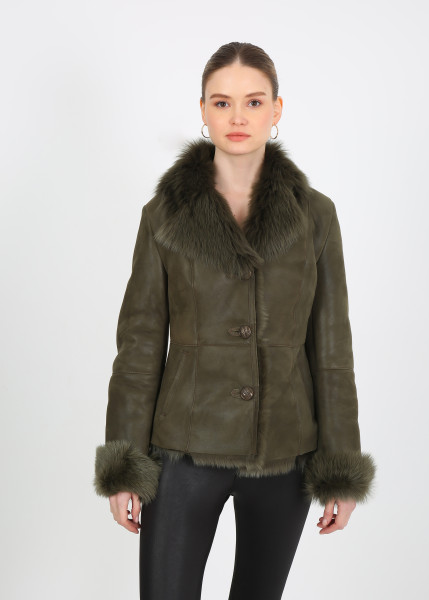 Margaretha, grün Lammfelljacke Damen