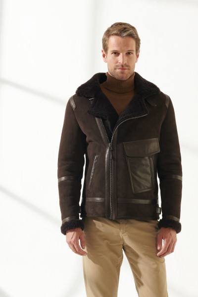 Mason, braun Lammfelljacke Herren