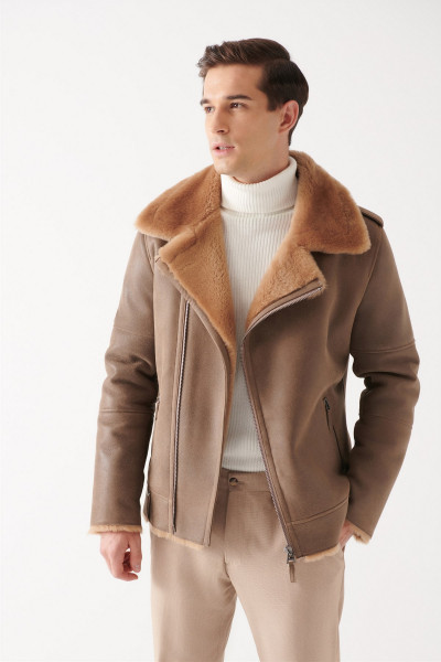 Samuel, camel Lammfelljacke Herren 